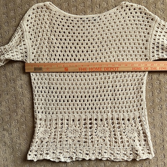 Crochet Open Stitch Knit Sweater - Picture 7 of 9